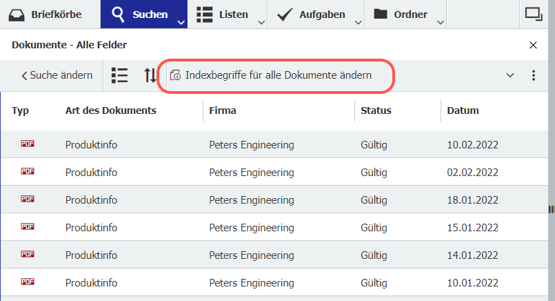 Indexeinträge ändern